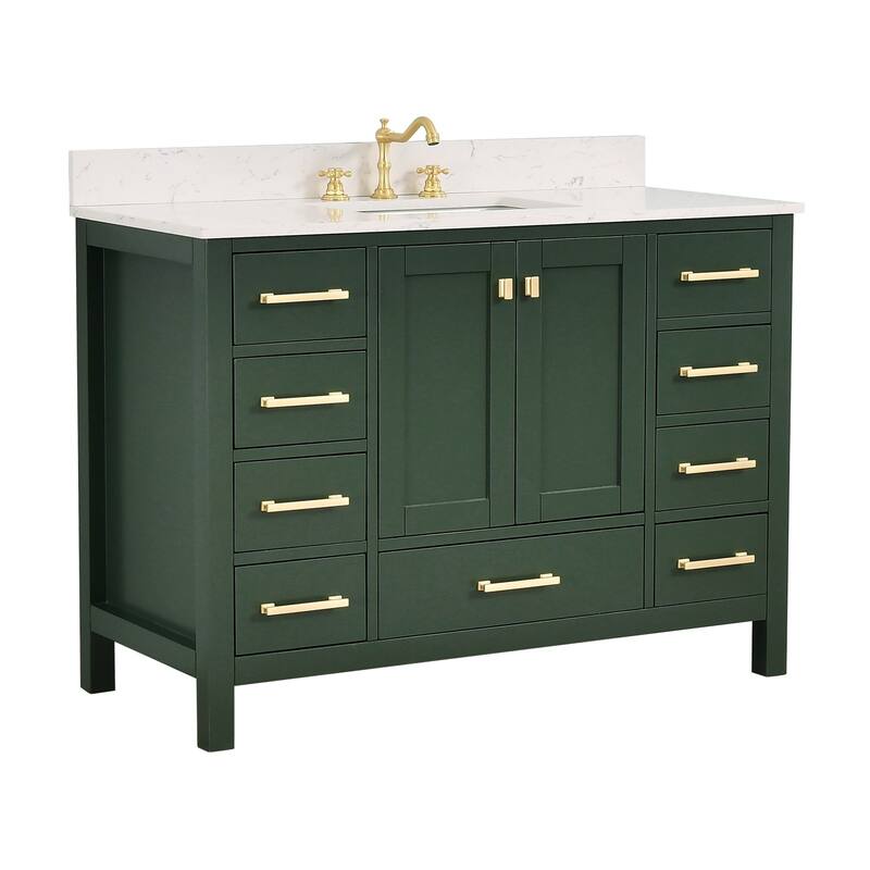 PROOX 48 inch Freestanding Bath Vanity Engineered Countertop and Ceramic Sink - Blue