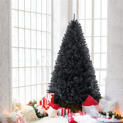 Yaheetech 4.5Ft/6Ft/7.5Ft Black Artificial Christmas Tree for Holiday
