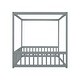 preview thumbnail 4 of 25, Full Size Canopy Frame Floor Bed with Fence and Guardrails, Grey