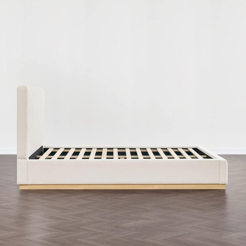 Spruce & Spring Modern Boucle Upholstered Platform Bed with Solid Wood Frame
