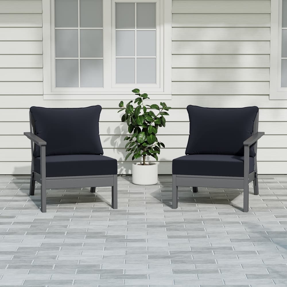 Birchwood All Weather HDPE Outdoor Patio Deep Seating Gray Loveseat (2-Piece)