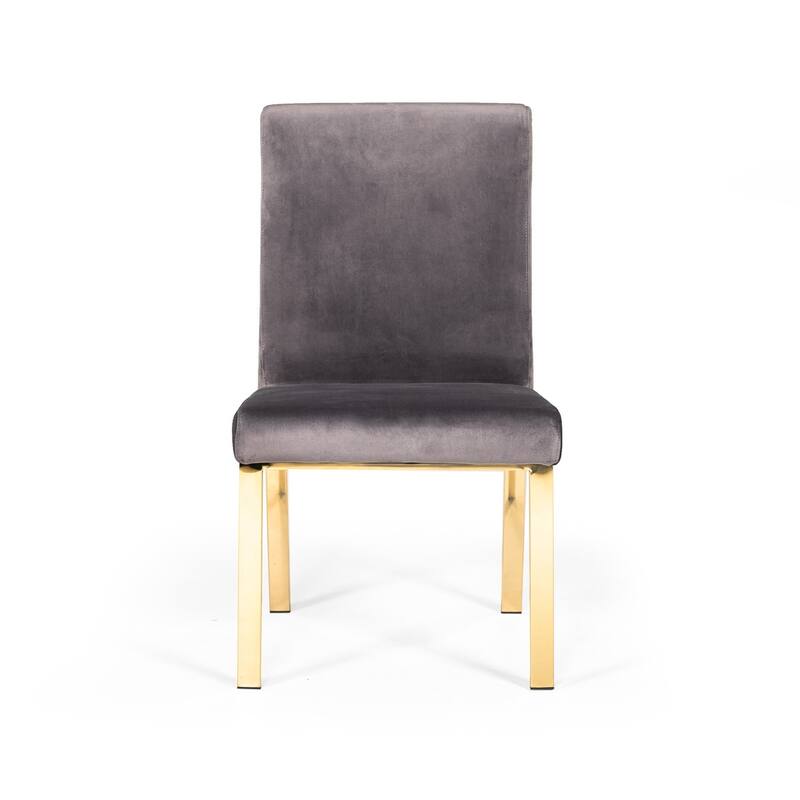 Modrest Reba Modern Grey Velvet & Gold Dining Chair (Set of 2)