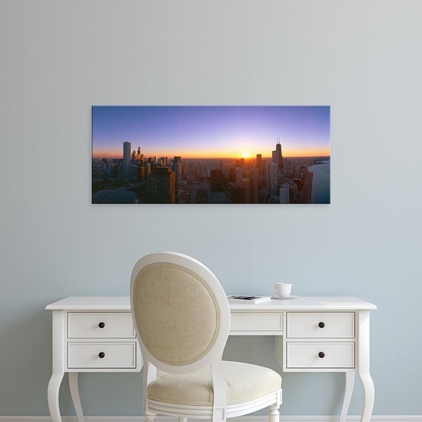 Easy Art Prints Panoramic Images's 'Chicago Sunset, Aerial View, Illinois' Premium Canvas Art