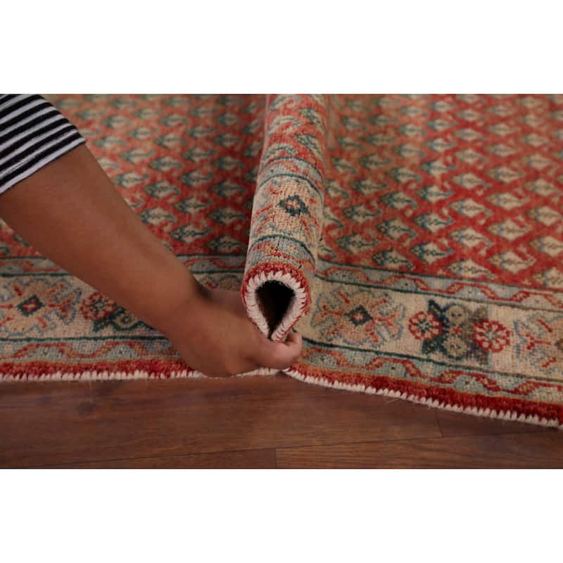 Geometric Botemir Persian Vintage Runner Rug Hand-Knotted Wool Carpet - 3'6" x 11'2"