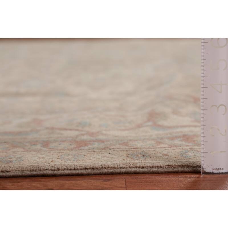 Hand Knotted Oriental 100% Wool Carpet Transitional Floral Beige & Ivories Oushak Area Rug - 9' 9'' X 8' 0''