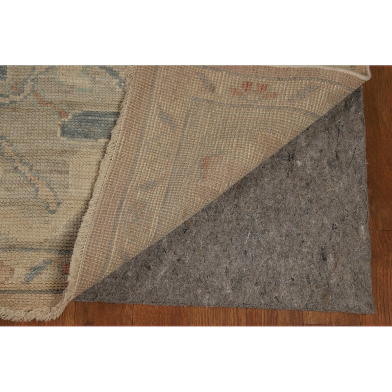 Floral Pink Oushak Turkish Area Rug Hand-Knotted Wool Carpet - 9'7"x 12'0"