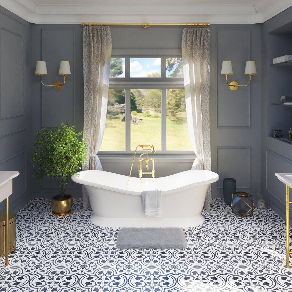 Merola Tile Merzoni Ornate Marquina 17-7/8" x 17-7/8" Porcelain Floor and Wall Tile