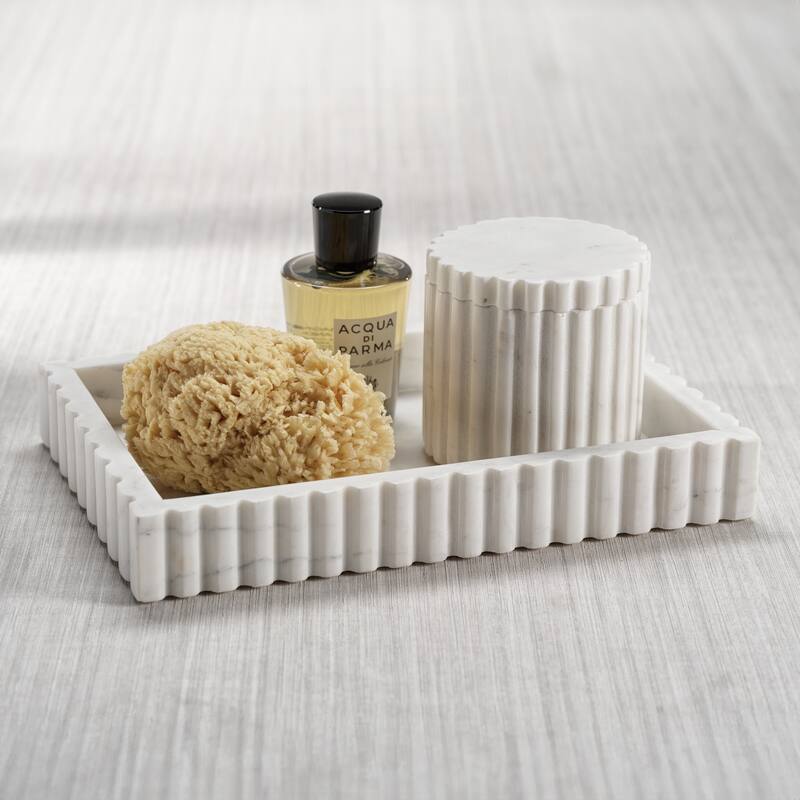 Calabria Scalloped Vanity Marble Tray - White
