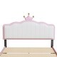 preview thumbnail 10 of 8, Full size Upholstered Princess Bed With Crown Headboard,with Headboard and Footboard with Light Strips,White+Pink