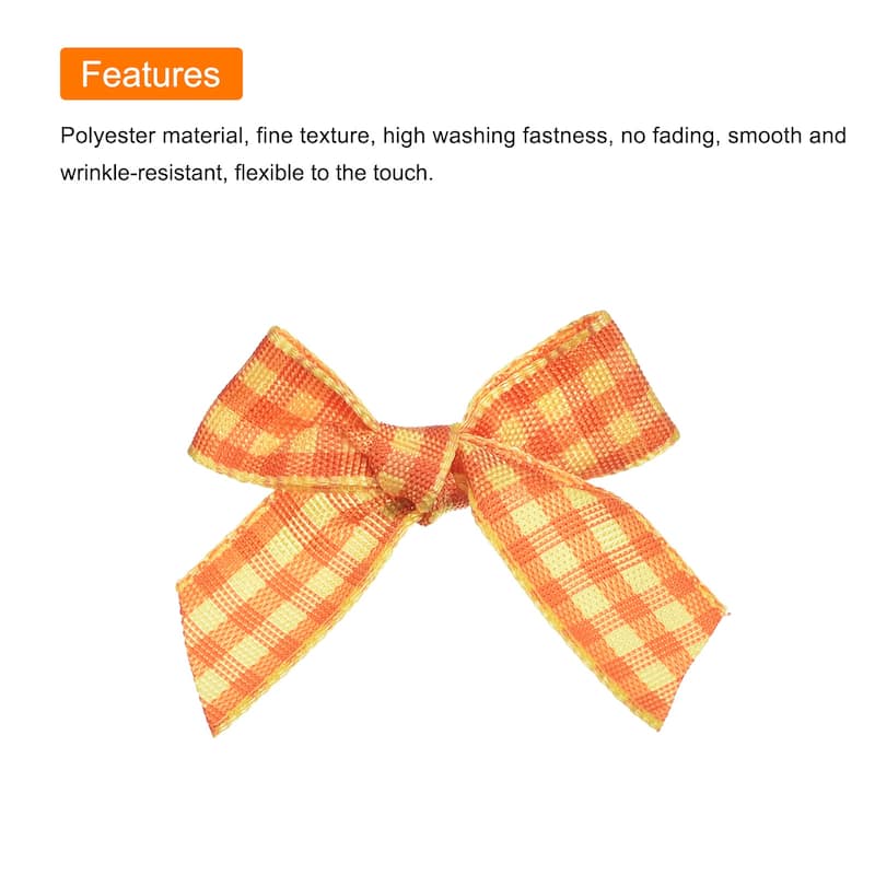 100Pcs Mini Gingham Ribbon Bow Checkered Satin Ribbon Flower Bows
