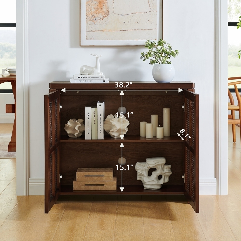 Century Modern Rattan Sideboard Buffet Cabinet with Storage