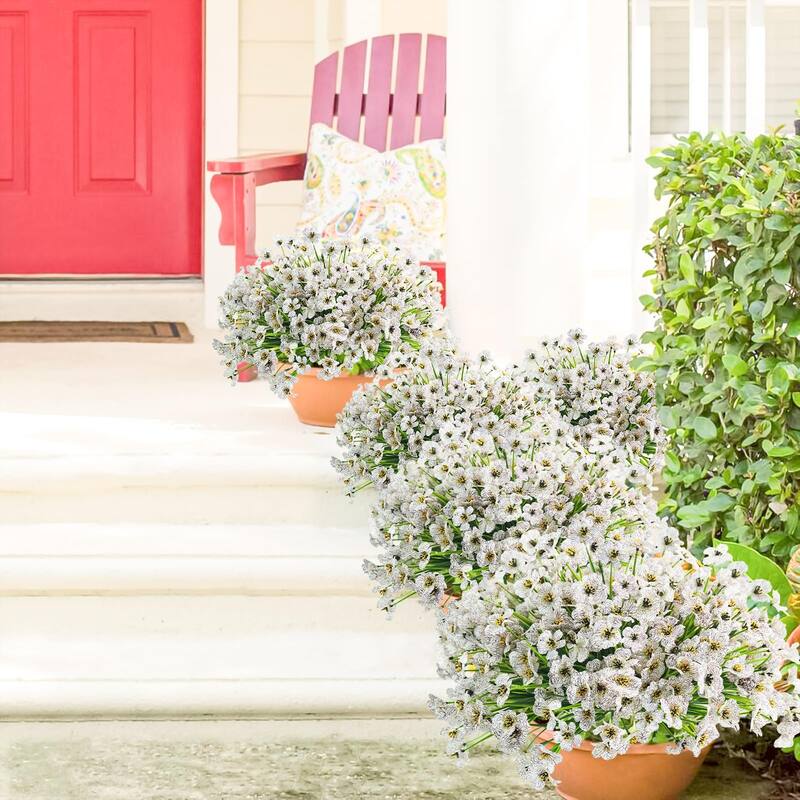 72 Bundles Outdoor Artificial Flowers UV Resistant Outdoor Fake Flowers No Fade Faux Plastic Plants