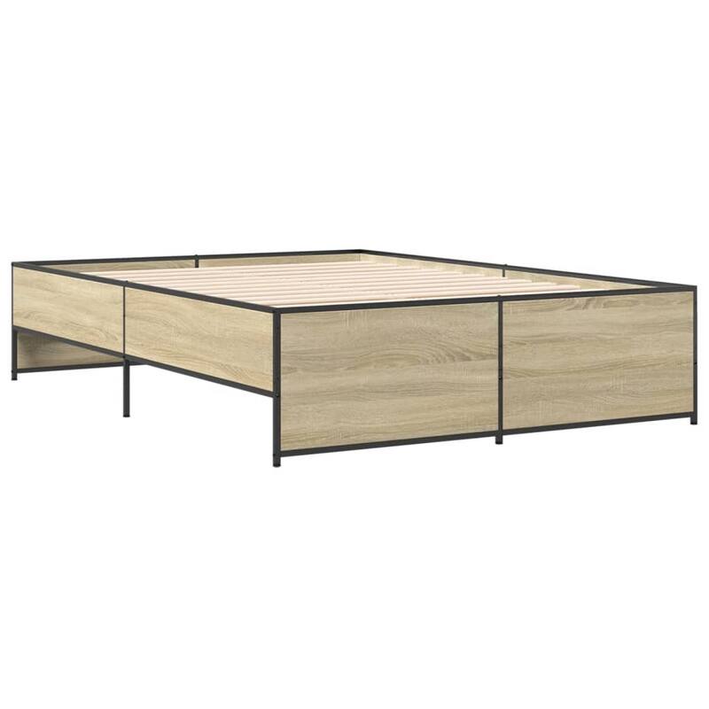 vidaXL Bed Frame Sonoma oak Engineered wood Double Durable Bed Frame