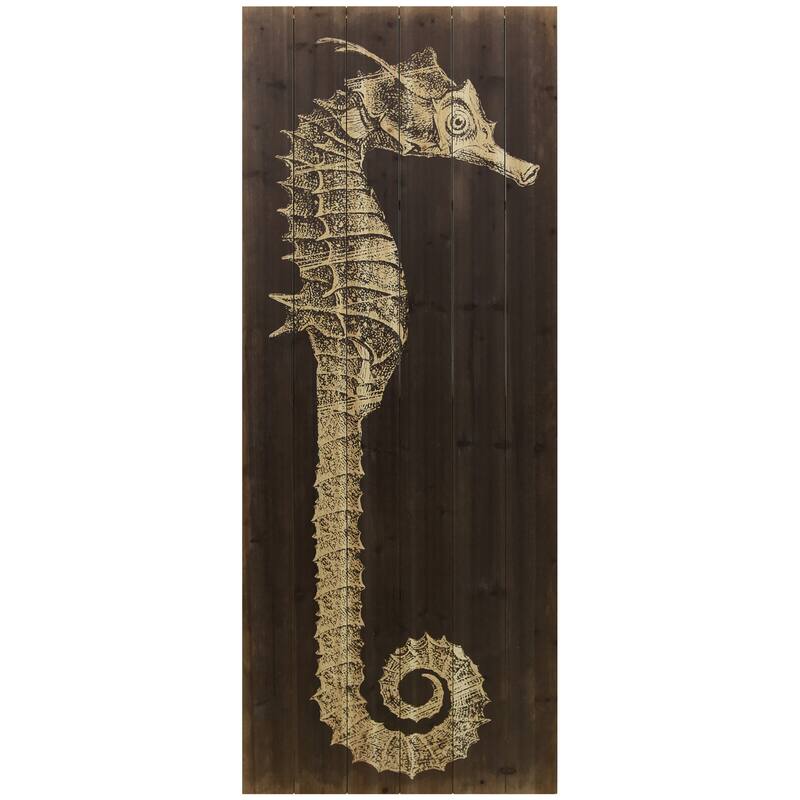 "Seahorse A" Arte de Legno Digital Print on Solid Wood Wall Art