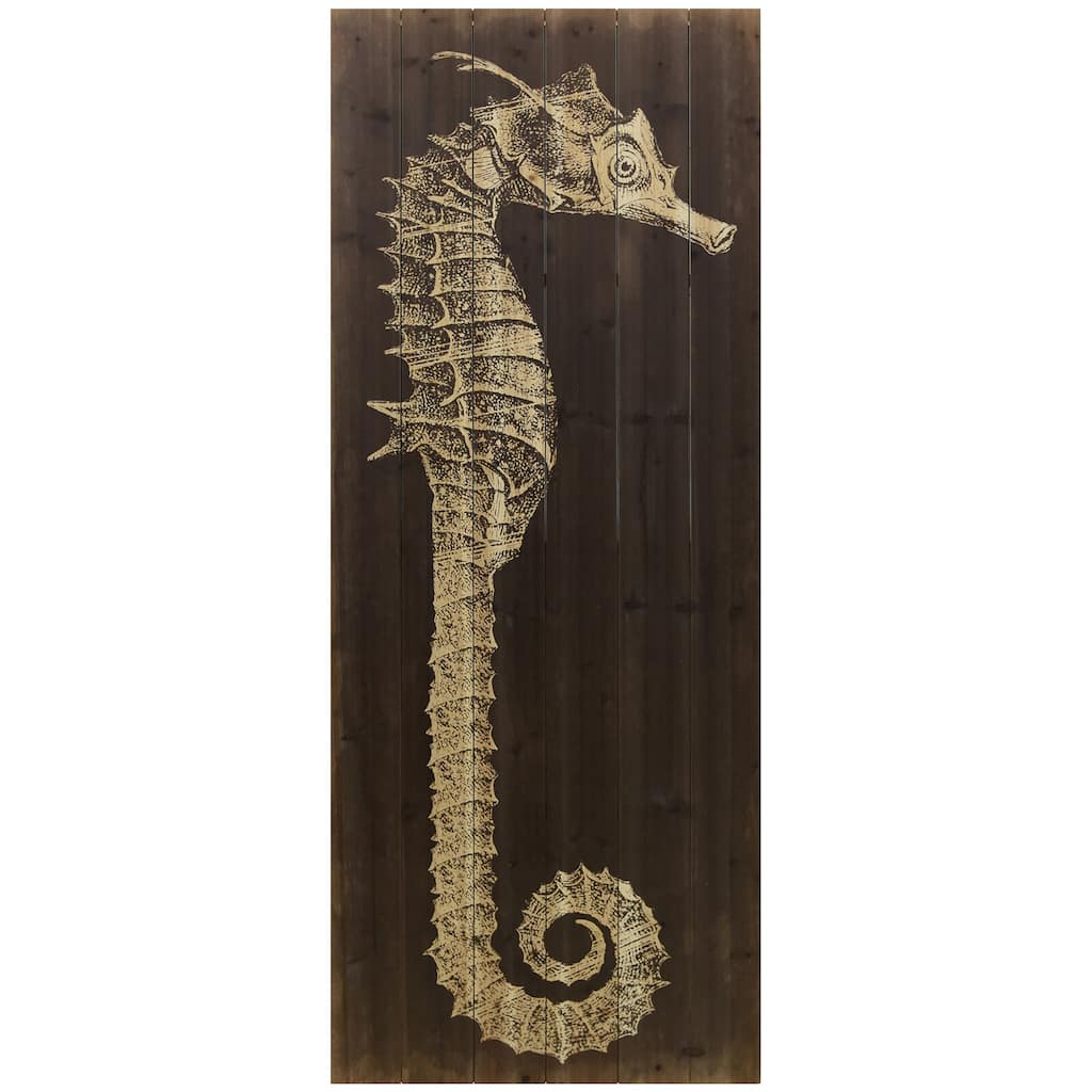 "Seahorse A" Arte de Legno Digital Print on Solid Wood Wall Art