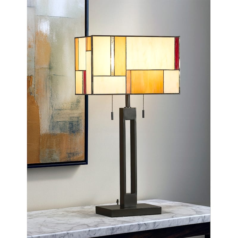 HOMEGLAM Aurae 28" H Modern Tiffany Glass Table LamP - WarmTone Shade