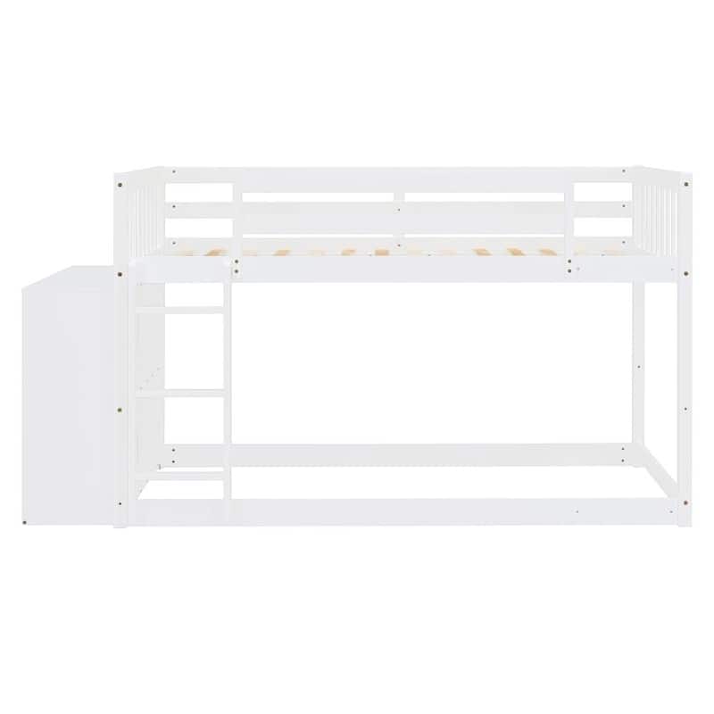Wood Bunk Bed with 4 Drawers and 3 Shelves