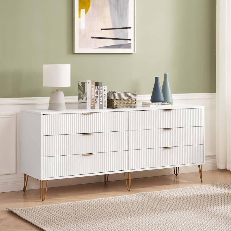 Manhattan Comfort Dumbo Modern 6-Drawer Double Low Dresser.
