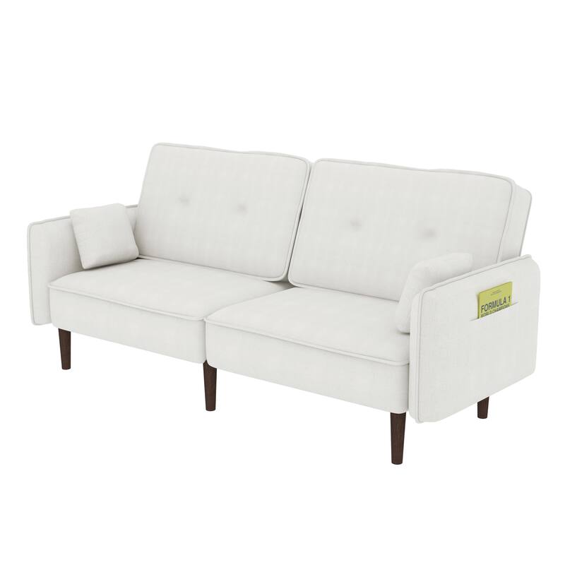 Fabric Futon Sofa bed with Solid Wood Leg