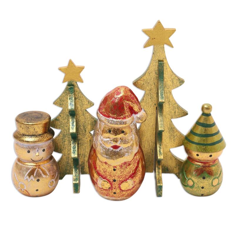 Novica Handmade Santa And Friends Wood Decorative Accents (Set Of 5)