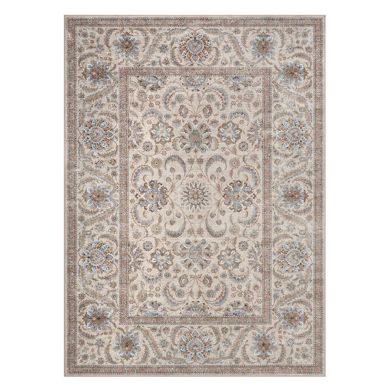 Washable Area Rugs for Living Room Stain Resistant Carpet Vintage Rugs Bedroom Low Pile Non Slip Accent Carpet