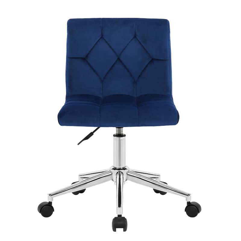 Amali Blue Velvet Upholstered Adjustable Height Swivel Office Chair