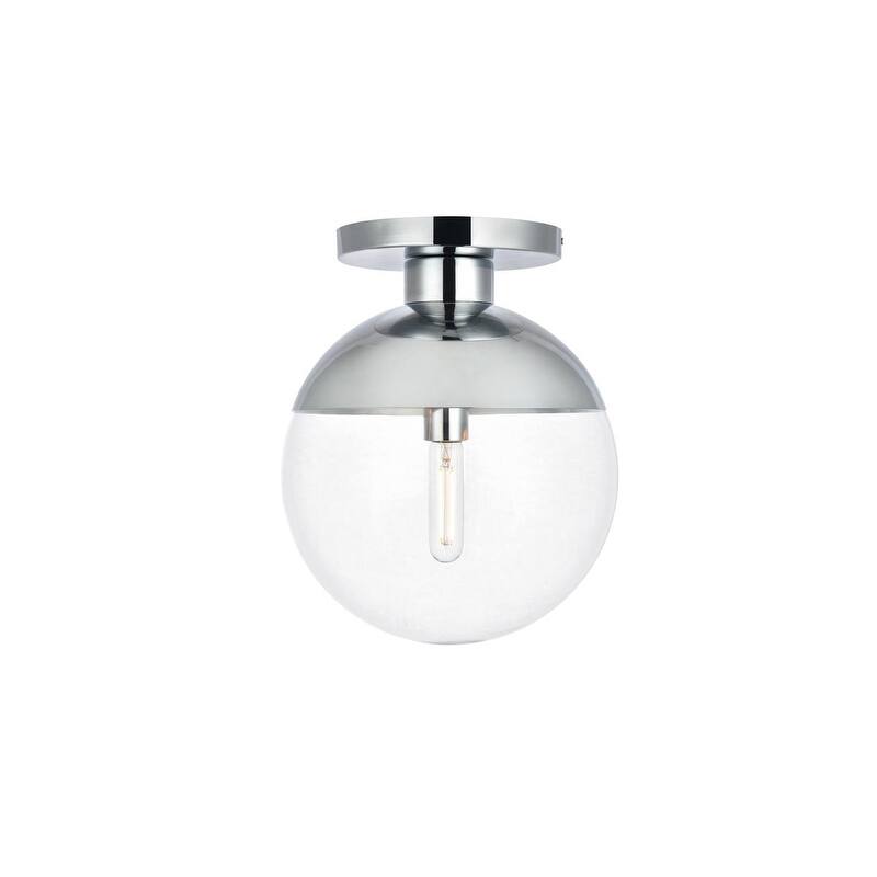 Mid-century Modern 1-light Flush Mount with Glass Orb Shade - N/A