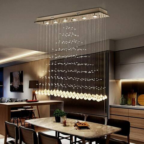 Maxax 6 - Light Kitchen Island Geometric Chandelier with Crystal Accents