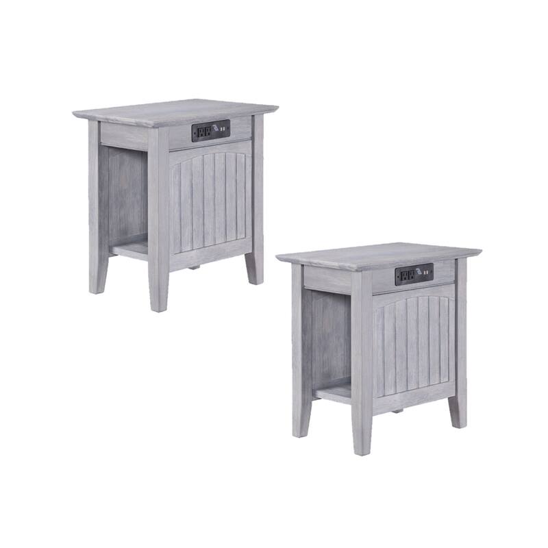 AFI Nantucket Chair Side Table Set of 2 with Built-in Charger