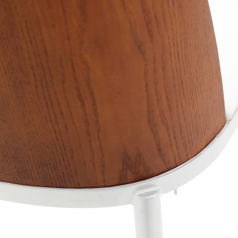 LeisureMod Tule Dining Chair with Upholstered Seat and White Steel Frame, Set of 2