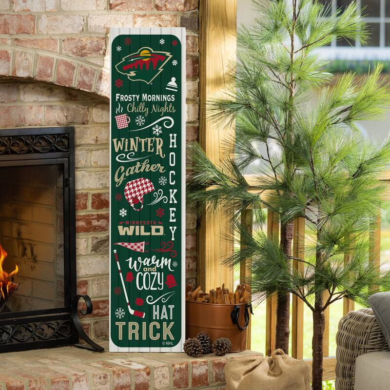 47" Double Sided Seasonal Porch Leaner, Minnesota Wild - 47" x 11.25" - Winter