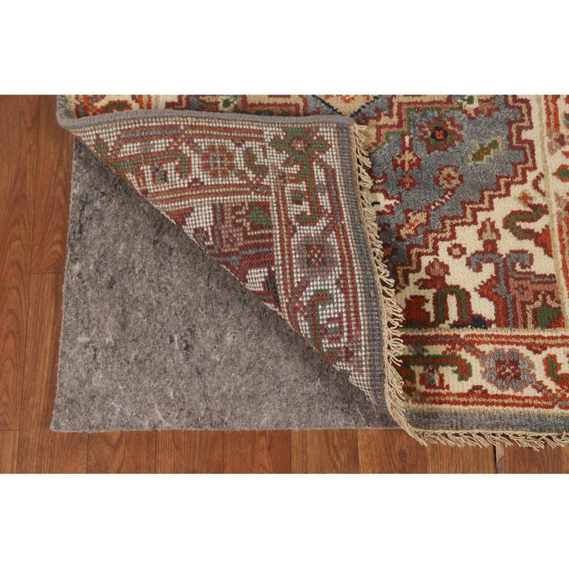 Gray Geometric Heriz Serapi Oriental Runner Rug Wool Carpet - 2'7" x 8'1"