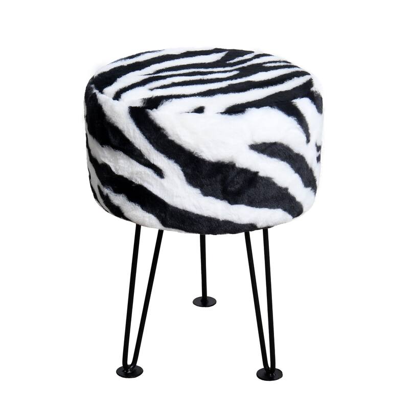 Home Soft Things Animal Pattern Ottoman Bench with Black Metal Legs