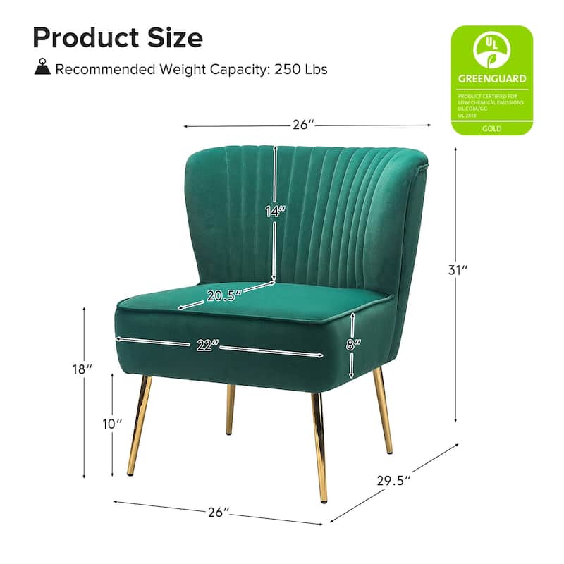 Monica 22''W Upholstered Modern Tufted Accent Side Chair with Gold Legs by HULALA HOME