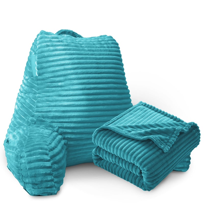 Emperyan Reading Pillow for Bed Adult with Fleece Blanket - Teal - Specialty - Floor