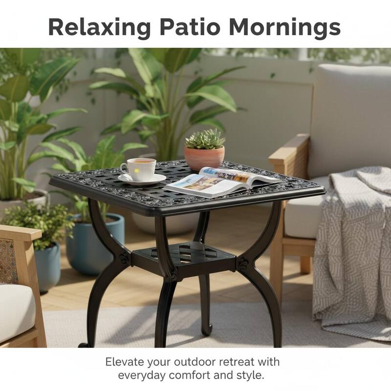 Stylish Aluminum Square Coffee Table for Outdoor Living Room