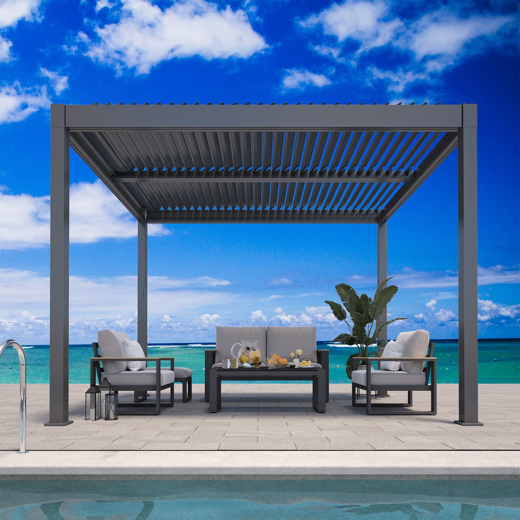 Aluminum Pergola with Adjustable Louvered Roof