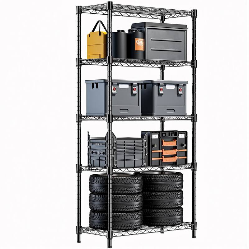 1250 lbs Steel Heavy Duty 5-Tier Utility Shelving Unit Steel Organizer Wire Rack for Home, Kitchen, Office