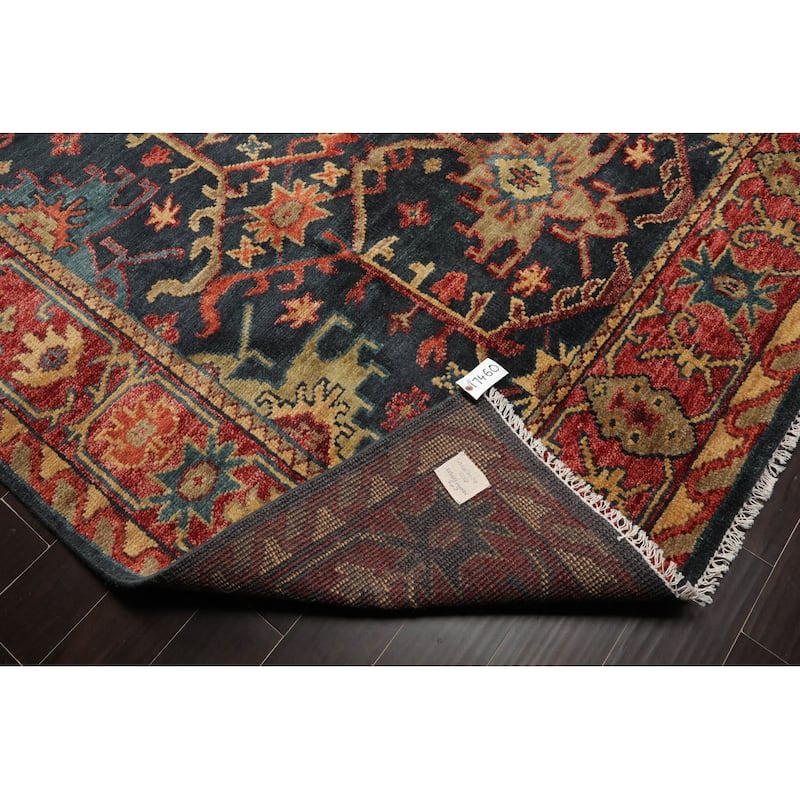 Hand Knotted Arts & Craft Blue Turkish Oushak Wool Traditional Area Rug