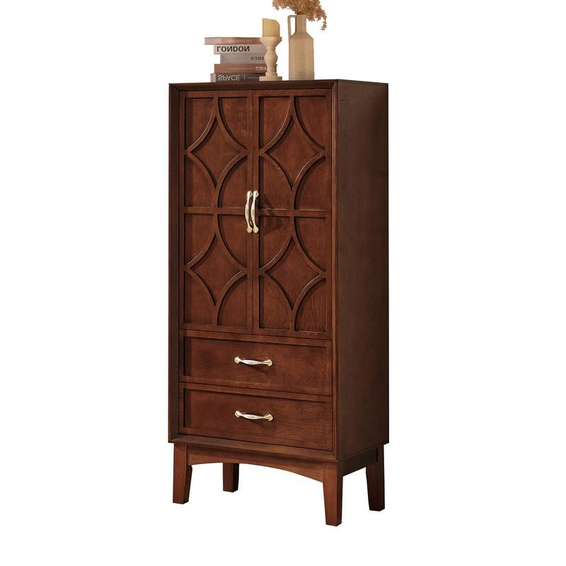 Mid Century Modern 53.5" Tall Kitchen Pantry Storage Cabinet with Doors and Drawers for Entryway Living Room Kitchen Garage