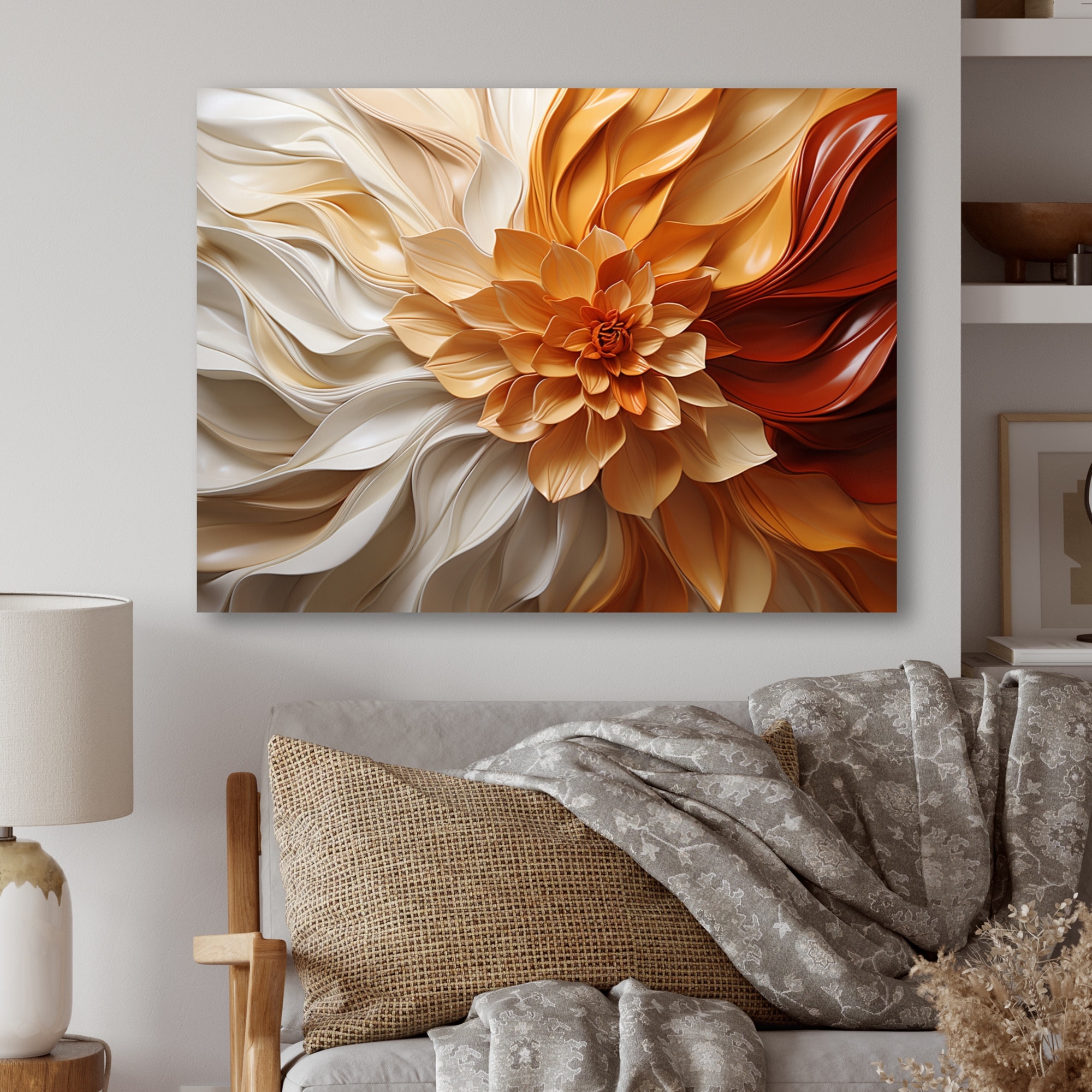 Designart "Sunlit Spiral" Abstract Spirals Metal Wall Art Print