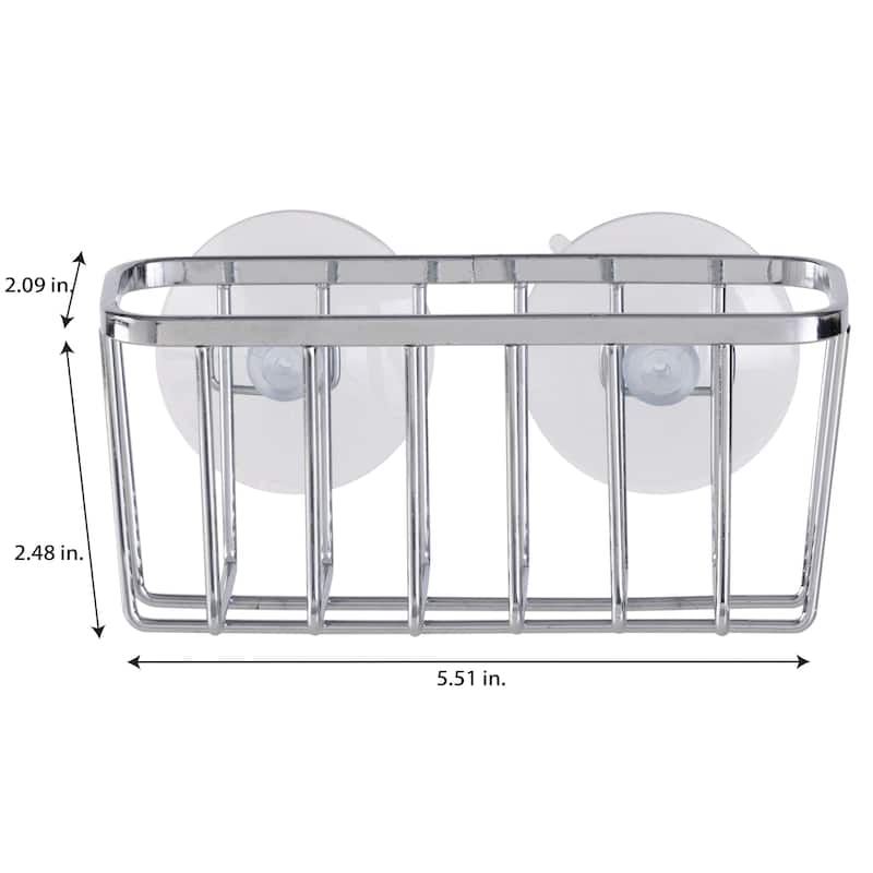Simply Kitchen Details Silvertone Chrome Iron Suction-mount Sponge Holder - 5.5" x 2.0" x 2.5"