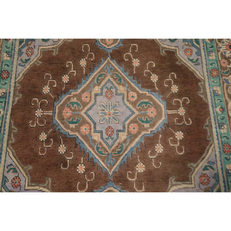 Hand Knotted Oriental 100% Wool Carpet Traditional Floral Brown Tabriz Area Rug - 6' 6'' X 4' 7''