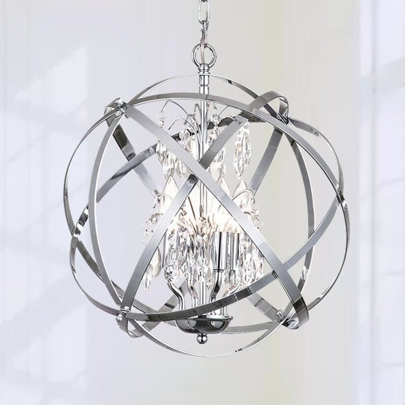 Maxax 4-Light Unique/Statement Globe Chandelier with Crystal-image