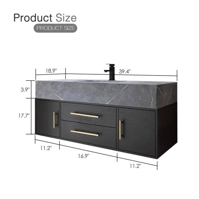 Modern 39" Wall Mounted Single Bathroom Vanity Set Fits Standard Bathrooms
