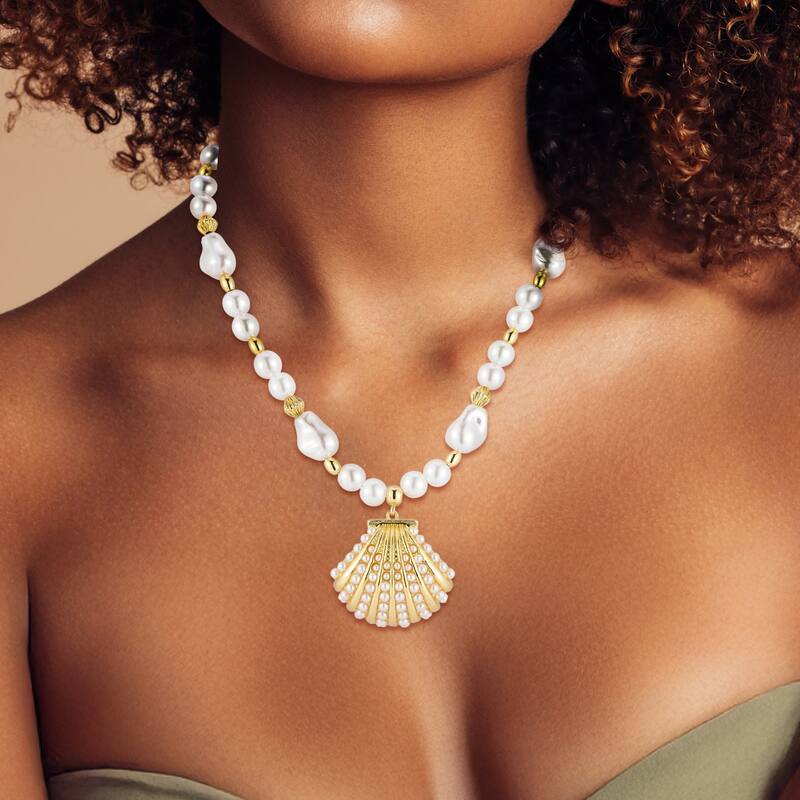 Chloe & Madison Pearl Seashell Statement Necklace