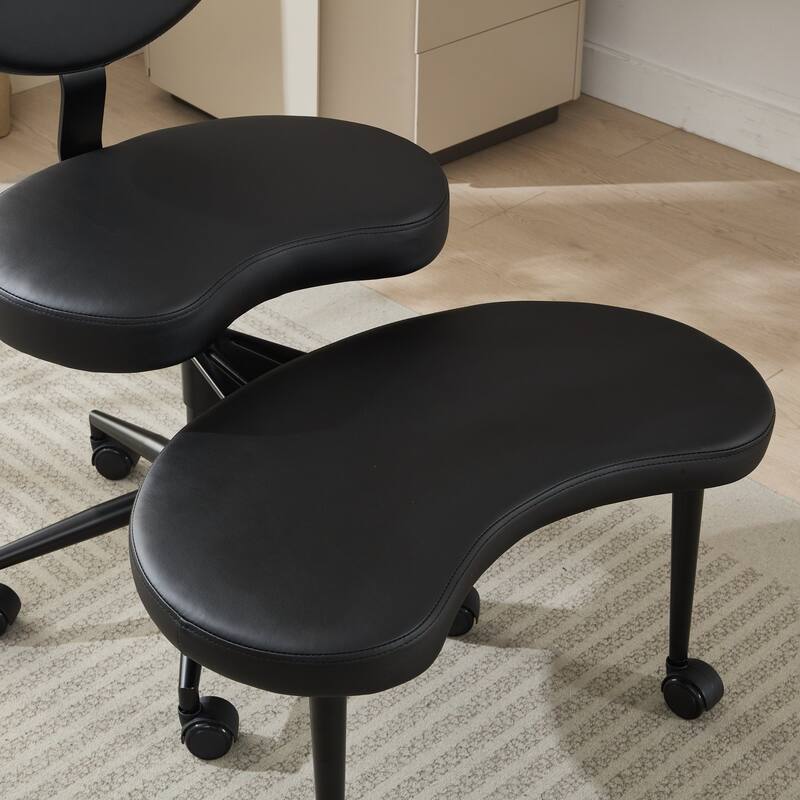 GDF Studio - Flexible PU Leather Cross-Legged Office Chair with Adjustable Swivel Footstool and Lumbar Support