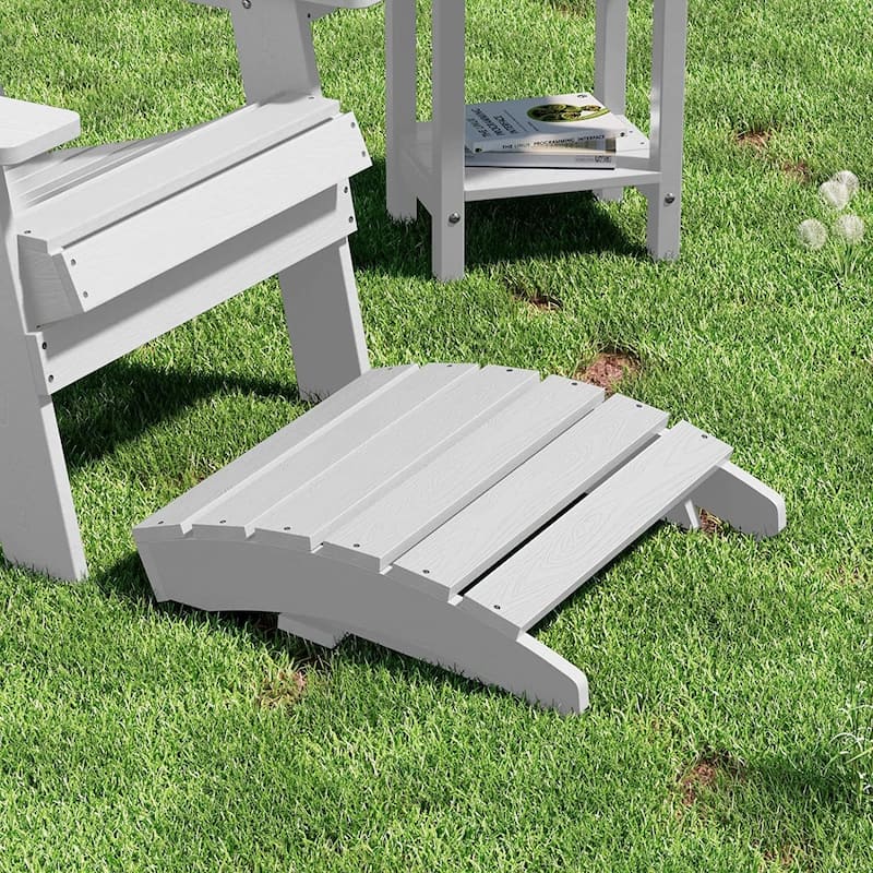 WINSOON All Weather HIPS Outdoor Folding Ottoman Adirondack Chair Footrest Set Of 2