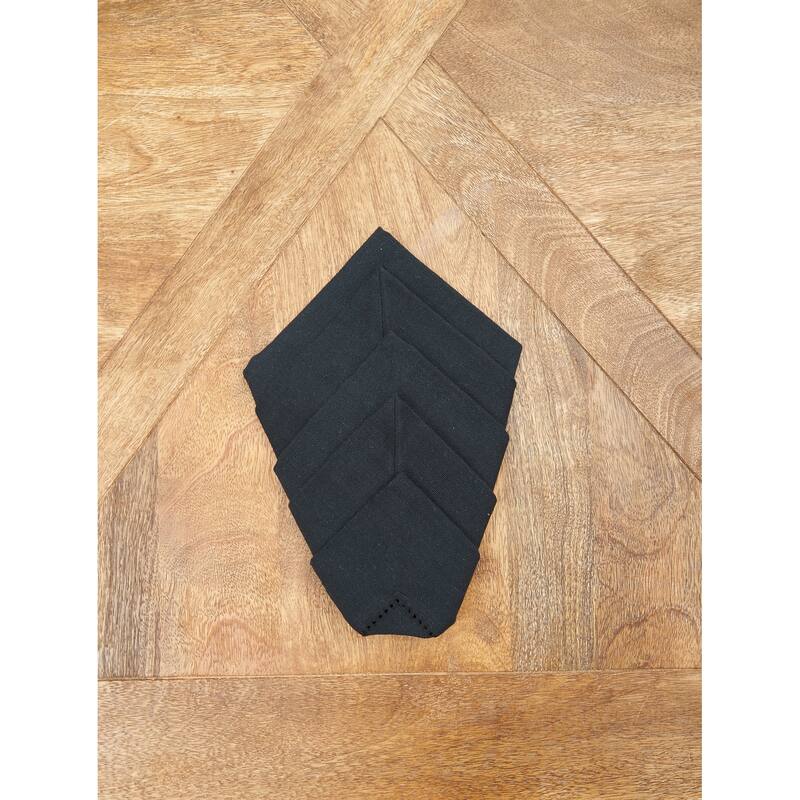 Hemstitch Solid Black Napkin, Set of 6
