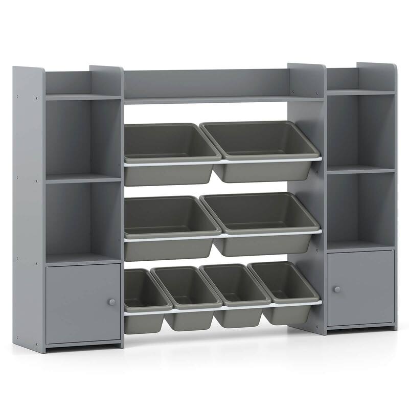 Costway 4-Tier Large Storage Cabinet with 6 Cubbies & 8 Removable Bins - See Details